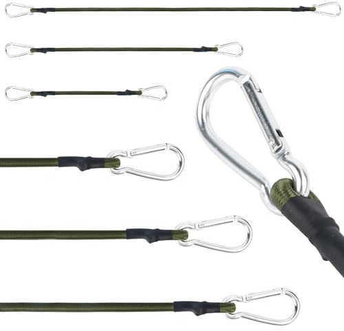 Spänngummi med karbinhake, expander med karbinhakar, set om 6, gummiband, spännremmar med krok, bagagespännare 30 cm, 60 cm, 90 cm, extra stark gummispännare för solsegel, tarps, trädgård, cykel