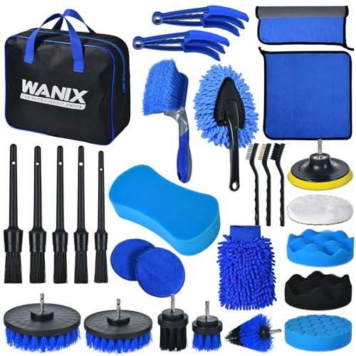 WANIX Car Cleaning Kit 29 Piece - Car Washing Kit for Cleaning Wheels, Interior, Exterior - Car Detailing Kit with Car Cleaning Products - Car Care Gifts for Men/Women