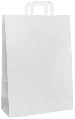 DPdantepellacani Shopper Carta Sacchetti di Carta con Manici Bianchi 32x45 cm 100 PZ Shopper Busta in Carta Kraft Bianca Borsa Ecologica per Negozi e Boutique
