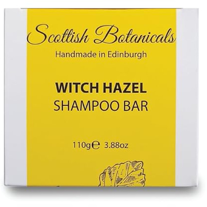 Vegan Witch Hazel Shampoo Bar - Refresh the scalp, Gentle on sensitive scalps, Cruelty Free, No SLS or Parabens, Made in UK, 110g, Scottish Botanicals
