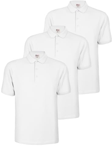 ALPIDEX Camiseta Polo Hombre Manga Corta Pack 3 Algodón Casual Blanco M