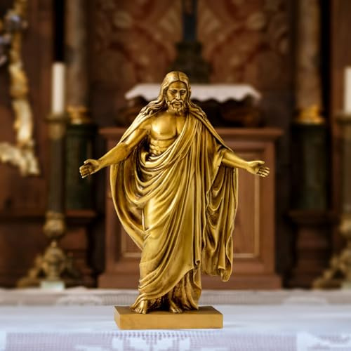 MILY-ART Jesus Christ Statue - Bronze Jesus Sculpture with Open Arms, 11.8 Son of God Blessing Figurine, Religious Home Decor, Inspirational Christus Figure for Altar, Office, or Gift