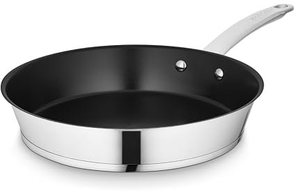 Tower GF900261 Good Food in Partnership 24cm Frying Pan with 10x Stronger Ceramic Non-Stick Coating, Induction Compatible and Oven Safe, Stainless Steel