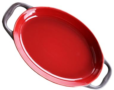POPETPOP Bandeja De Horno De Cerámica Con Dos Asas Fuente Para Hornear Queso Para Cocinar Platos De Ensalada Casa Fiestas