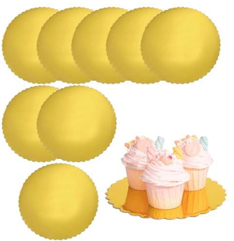 HABNI 8 Pcs Base Para Tartas Ø20Cm Soporte Tartas Oro Soportes Para Tartas Redondos Bandeja Para Tartas Oro Disco Base Cake Boards Base Bandeja De Cartón Reutilizable Para Transportar Tartas