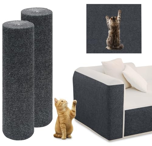 Katt klösmatta självhäftande – 40 x 200 cm klösmatta för katter, gör-det-själv trimbar matta, klösmatta, katt, klösvägg, för möbler, klösmatta, soffa skydd – mörkgrå
