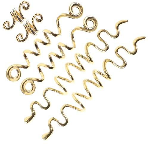 TEHAUX 6 Pièces Accessoires pour Tresses en Alliage Doré Chic, Manchettes pour Cheveux Résistantes la Déformation, pour Fixer les Dreadlocks