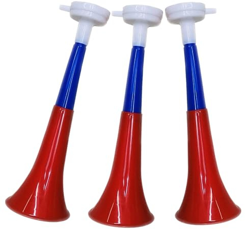 Riisoyu Lot de 3 Trompettes Vuvuzela en Plastique, Non Toxique Trompettes d'Animation pour Football Accessoires de Football et de fête Sportive Corne sonore puissante Cotillons pour Supporters