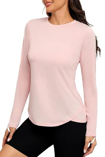 PINSPARK UV Shirt da Donna con Protezione Solare UPF 50+, Maglietta Sportiva ad Asciugatura Rapida, Shirt da Corsa Leggera, Maglietta a Maniche Lunghe per Yoga