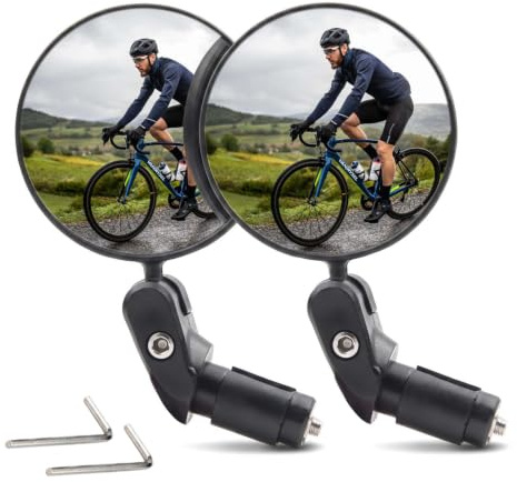 2 Pezzi Specchietto Retrovisore per Bicicletta, Specchietti Bici, 360°HD Regolabile Rotazione Ciclismo Retrovisori Universale, Specchio Convesso, per Mountain Bike Ciclismo Bici, (18-22 mm)