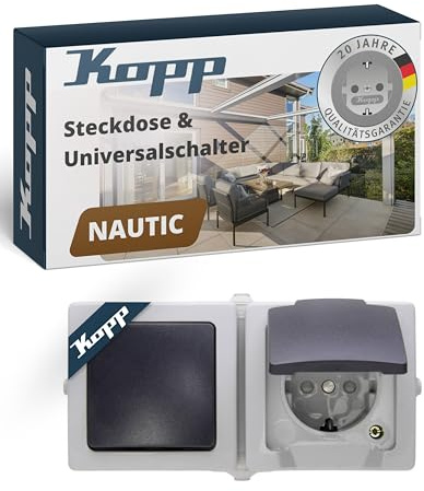 Kopp 138656001 av-/växelströmbrytare uttagskombination ytmonterad våtrum nautisk