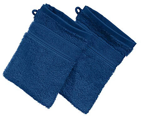 Erwin Müller Waschhandschuh Karlsruhe 2er- Pack 100% Baumwolle dunkelblau Größe 15x21 cm - extrem saugstark, leicht, flauschig weich, hautschmeichelnd (weitere Farben)