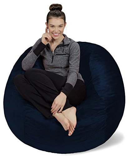 Sofa Sack XL-Das Neue Komforterlebnis Sitzsack mit Memory Schaumstoff Füllung-Perfekt zum Relaxen im Wohnzimmer oder Kinderzimmer-Samtig weicher Velour Bezug in Dunkelblau
