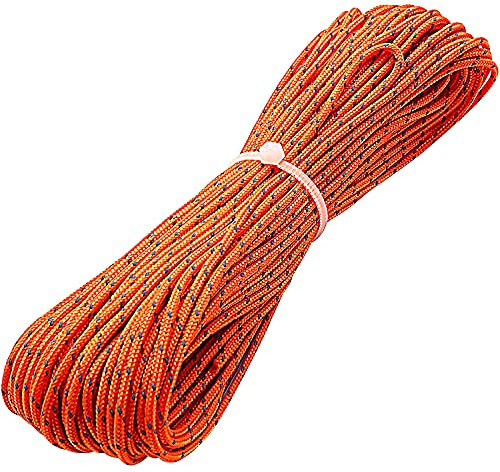 ThreeBulls 1,8 mm Fluoreszierende, reflektierende Abspannleine, Zeltseil, Campingschnur, Paracord, 20 m, Orange