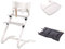 Leander Stuhl weiß - Hochstuhl - Kinderstuhl - Erwachsenenstuhl mit Babybügel + Tablett weiß + Kissen dark grey