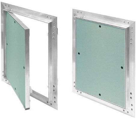 SYSTERM Revisionsklappe 250x250mm Gipskarton 12,5mm KRAL18 Revisionstür Revision Wartungstür 25x25cm Wartung Reinigungsklappe Wartungsöffnung mit Aluminium-Rahmen Feuchtraumgeeignet grün Trockenbau