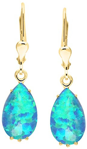 My Gold Opal Ohrhänger Echtes Gelbgold 585 Gold (14 Karat) 30mm x 8mm Ajanta O-02289-G401-OTR