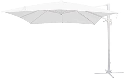 milani home - Ombrellone 3x4 Da Giardino Luce Incorporata Con Palo Decentrato Laterale A Braccio Dotato Di Led Colore Bianco