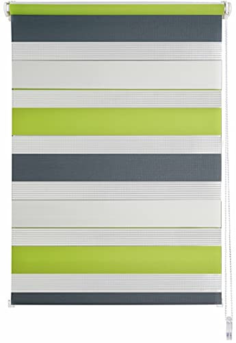ondeco Doppelrollo Klemmfix Duo Rollo für Fenster ohne Bohren, Sonnenschutz Plisseerollo lichtdurchlässig und Blickdicht Green-Grau 100x160 cm