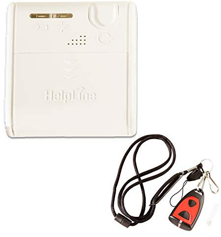 Helpline Mini: Tragbarer Hausnotruf mit Notruf Sender und Gürtel-Clip für die häusliche Pflege, Set mit Halsbandsender