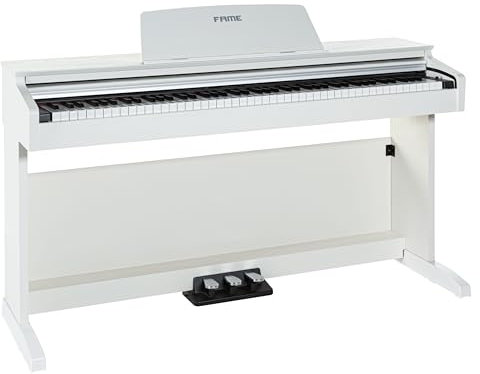 Fame DP-2000 E-Piano mit Hammermechanik, 88 anschlagdynamischen Tasten, 16 Klangfarben, 128-stimmiger Polyphonie, Aufnahme-Funktion, Twinova-Modus und Hall/Chorus-Effekten - Weiß