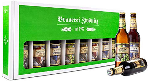 Brauerei Zwönitz Männerhandtasche Bier Set mit 8 Bierflaschen - Bier-Paket Vatertagsgeschenk - Männer Handtasche - Biermännerhandtasche mit 8 × 0,5 l Flaschen