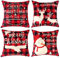 QIFU Rot Kissenbezug Weihnachten 45x45, 4Pcs Rot Schwarz Weihnachtskissenbezug, Xmas Kissenbezüge Weihnachten Design Yeti Rentier Kissenhülle Weihnachten Für Weihnachtsdeko Innen, Xmas Dekorationen