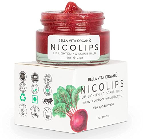 AOZA NicoLips Lip Scrub Balm Lightening and Brightening Dark Lips for Men and Women Dry Lips/Smoker/Chapped Lip & Lipstick Stains Removal Lipcare 20g