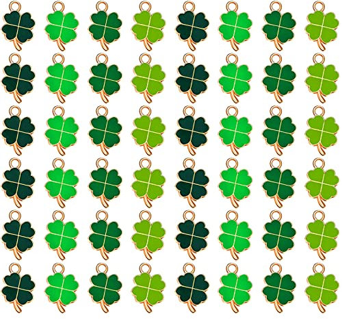 Bailinks 48 PCS Four Leaf Pendant, Lucky Charms Four Leaf Clover Metal Necklace Accessories for DIY Jewellery Making