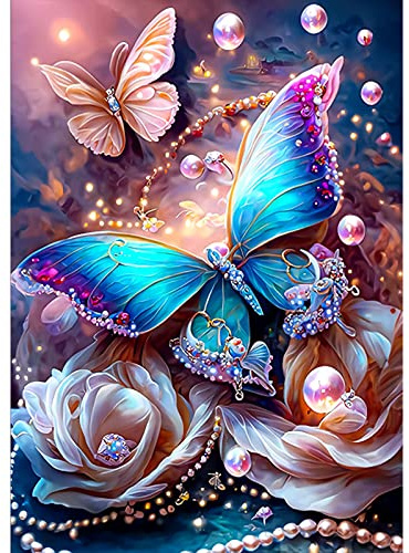 AIRDEA Kit per Diamond Painting Fai da Te con Farfalle per Adulti e Bambini, Set di Dipinti con Perle e Diamanti 5D Arte con Diamanti Mondo dei Sogni Set di Dipinti con Diamanti per Ricamo in Croce