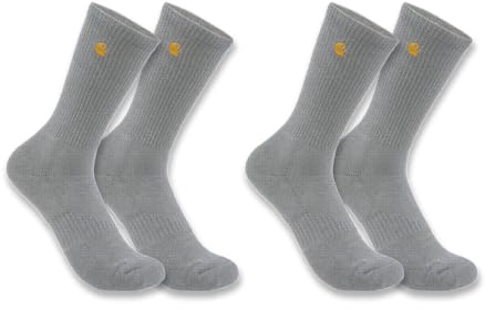 Carhartt Force Midweight Crew Sock 2 Pack Calzini da Lavoro, Grigio Erica, L Uomo