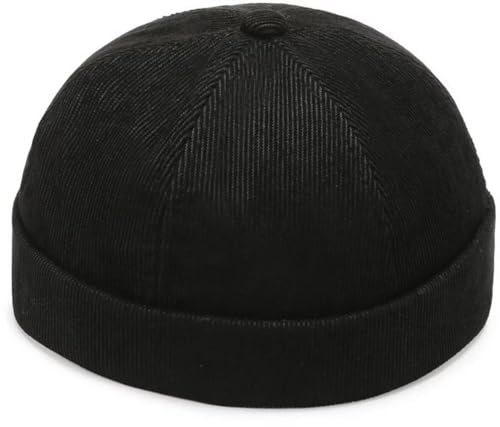 Faringoto 8 Piezas Gorras sin Visera para Hombre Sombreros Docker Gorras sin Borde Sombreros Vintage Gorras Skullies Gorro de Calle Gorro Beanie Sombreros Hip Hop, Negro, One Size