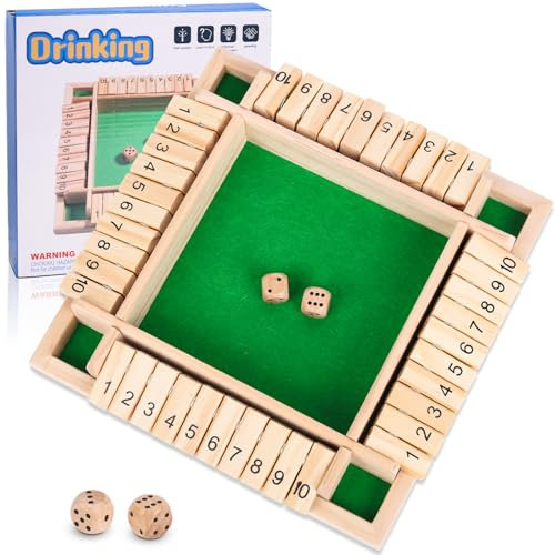 Unvtap Shut The Box Spiel 2-4 Spieler Würfelspiele Shut The Box Brettspiele aus Holz, Klappbrett Spiel, Mathematik Lernspielzeug für Kinder und Erwachsene, Reisespiele Traditionelle Kneipenspiele