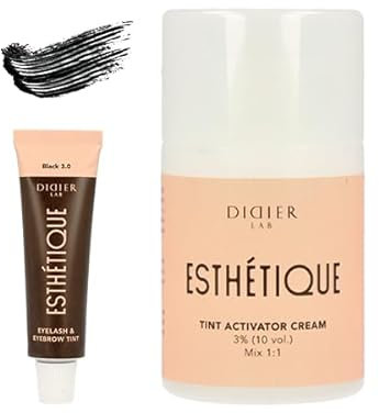 DIDIER LAB Kit Tinta per Sopracciglia e Ciglia Nera con Attivatore 2in1 – Resistente allo sfregamento e all'acqua – Risultati fino a 6 settimane - Set per la Colore Sopracciglia Permanente Nero