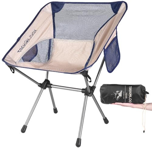 TREKOLOGY YIZI GO Camping Chairs for Adult – Compact, Foldable, Lightweight 0.9 kg, 136 kg Capacity, Durable Aluminum, Quick Setup, Ideal for Backpacking, Beach, and Outdoor Adventures (White)