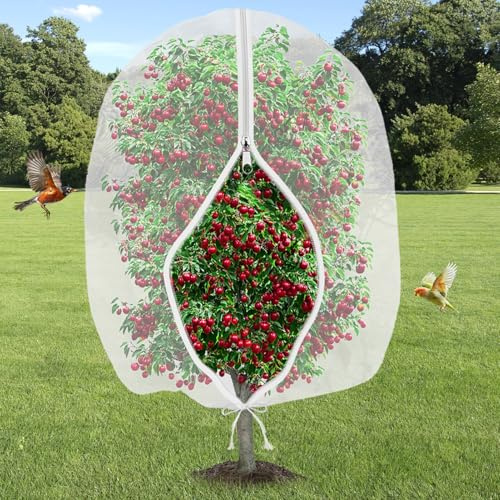Fruit Tree Netting Bird Protection With Zipper, Fruits Nettings Fine Mesh Bird Friendly Garden Netting for Veg Patch, 150x100cm 5x3ft Small Bush Vegetables Cherry Blueberry Strawberry Netting