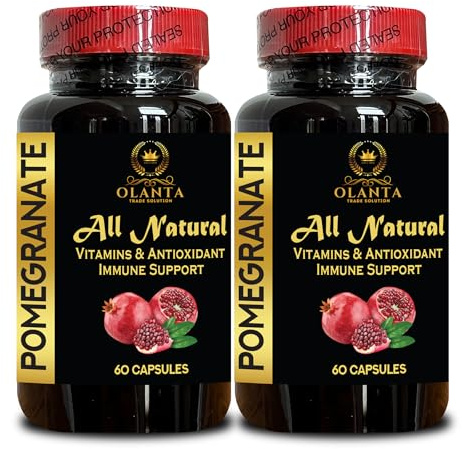 Pomegranate Extract - Pure Pomegranate Capsules, immunity & Joint Support, digestion support, Vegetarian Friendly Pomegranate Fruit Extract, Ultra high Absorption - 2 Bottles 120 Capsules
