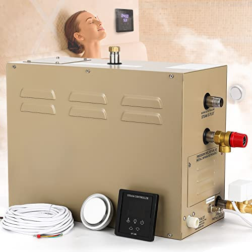ERSINIAN Kit generador de Ducha de 6KW para baño, Sauna, SPA, Cabezal de Vapor para aromaterapia, Sistema de autodrenaje, Controlador LED, Espacio de 212CBFT/6m³