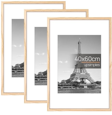 upsimples Set di 3 cornici portafoto 40 x 60 cm, cornice naturale 40 x 60 cm, cornice per foto, foto, poster