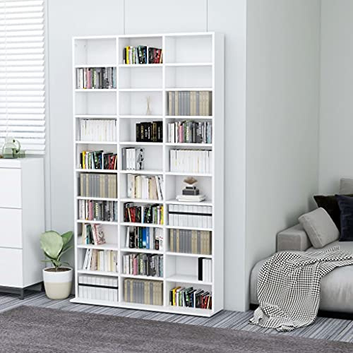 LLEZKBR Gabinetes y estantes de almacenamiento de medios, gabinete de CD, color blanco, 102 x 16 x 177,5 cm, madera de ingeniería