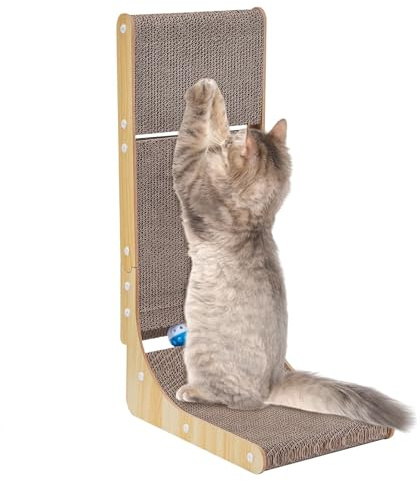 LN COZY CORNER 68 Cm L Shape Cat Scratch with Ball Toy Cat Scratching Board Protector Furniture for Indoor Feline Play