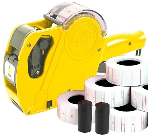 DSL MX5500 Price Gun Labeller Kit with Label & Ink Rollers | Includes 10 Rolls of 22x12mm Labels and 2 Spare Ink Rollers