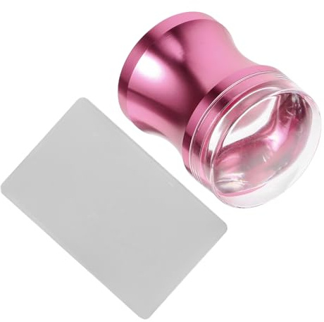 BESTYASH Kit per Nail Art Stamping Timbro in Silicone Trasparente e Raschietto in Lega di Alluminio, Multifunzione e Pratico per Decorazione Unghie Rosa Colore Casuale