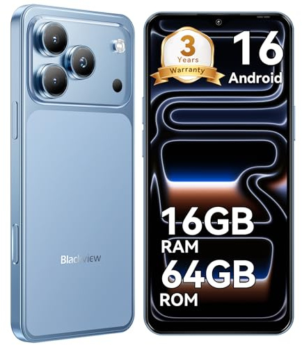 Blackview Wave 7C Sim-free & Unlocked Mobile Phones, 32MP Smart Phones,16GB+64GB Android 16 Phone, Phone Android, 6.56 Unlocked Phone, Face Unlock, WIFI 5G/GPS/IP54/3.5mm/3 Year Warranty, Blue