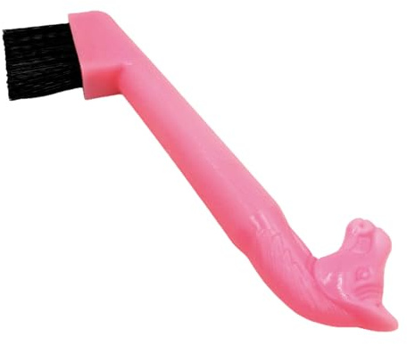 JA Horse JA2011 Grattoir à sabots avec poignée en forme de tête de cheval en plastique professionnel avec pointe en métal stable et brosse intégrée pour l'entretien quotidien des sabots (rose)
