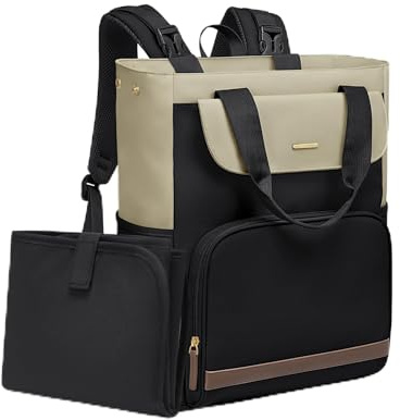 GOLF SUPAGS blöjväska ryggsäck med bärbar skötplatta 25 l babyväska isolerad lunchlåda ryggsäck passar 17,3 tum bärbar dator, Svart och grön, 17.3, Ryggsäck Ryggsäckar
