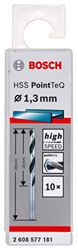 Bosch Professional 10-Piece PointTeQ HSS Twist Drill Bit (for Metal, 1.3 x 16 x 38 mm, Drill Driver Accessories)
