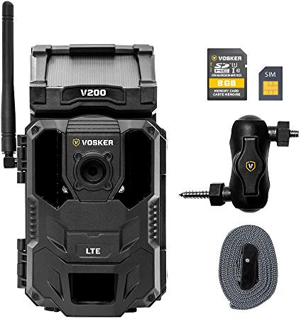 VOSKER V200 LTE Övervakningskamera utomhuskamera, trådlös utomhus säkerhetskamera, byggnadsövervakning/trådlös mobil säkerhetskamera, mörkerseende rörelsedetektering, väderbeständig/solpanel