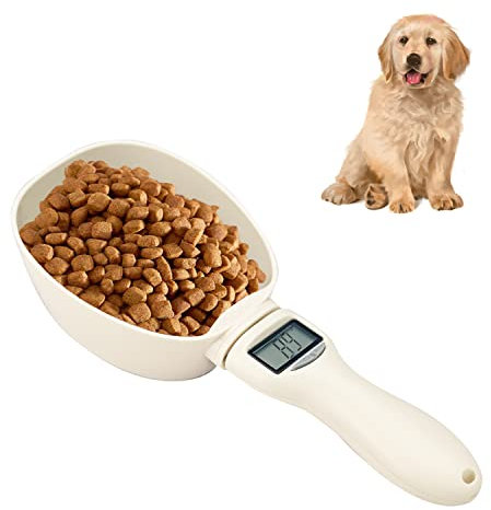 TOWEAR Cuillère de mesure de nourriture pour animaux domestiques, cuillère de mesure numérique de cuisine pour chien et chat, cuillère de mesure précise de la nourriture pour chien, max 800 g