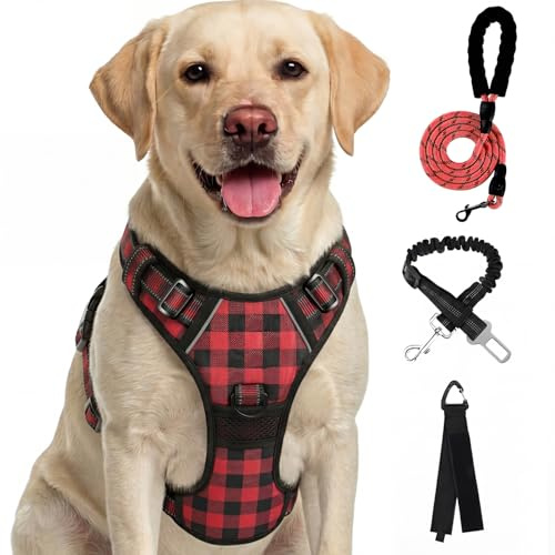 FURRYFECTION Harnais Anti-Traction Réfléchissant À Carreaux Rouges Taille M